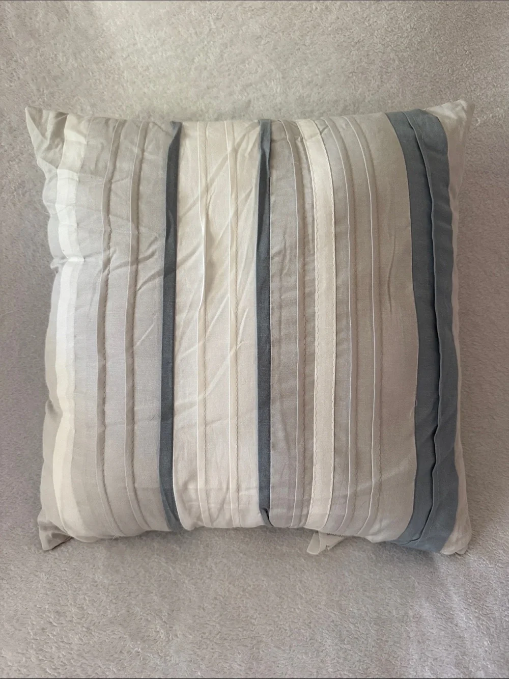 Madison Park Striped Decorative Pillow in Cream, Gray and Blue